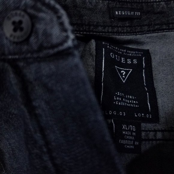 Guess Grey Faded-Design Full Button-Up Shirt - Picture 4 of 13